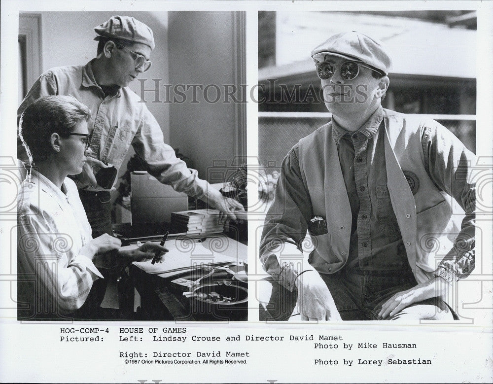 1987 Press Photo Lindsay Crouse &amp; dir. David Mamet &quot;House of Games&quot; - Historic Images