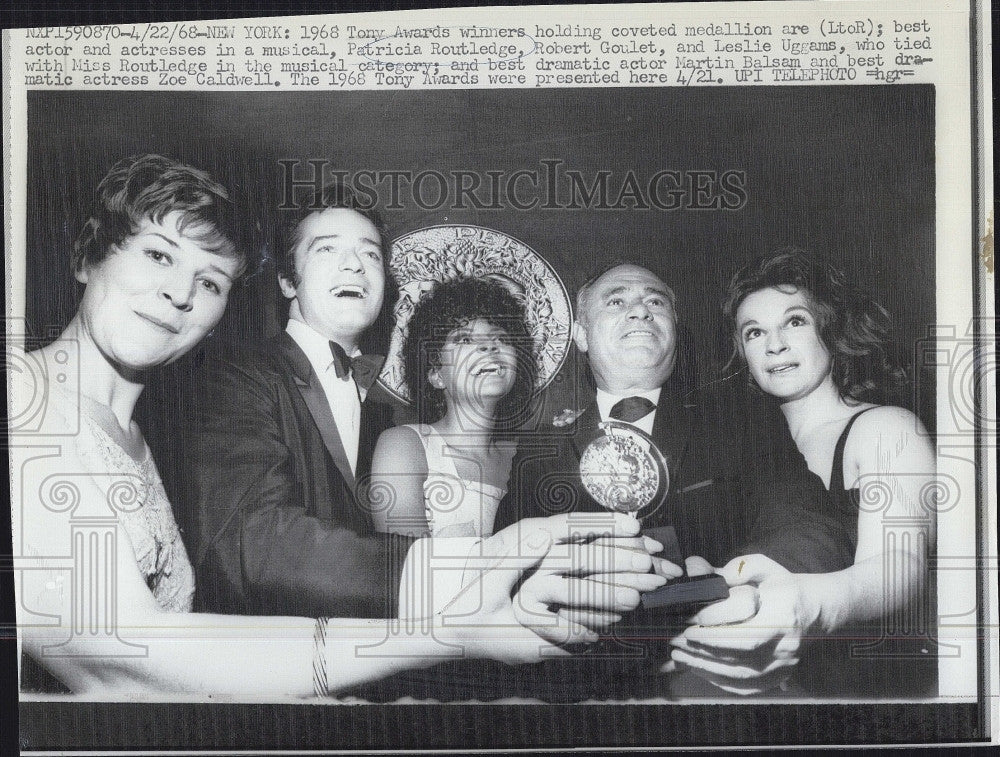 1968 Press Photo Tony Awards,P Routledge, Robert Goulet,Leslie Uggams - Historic Images