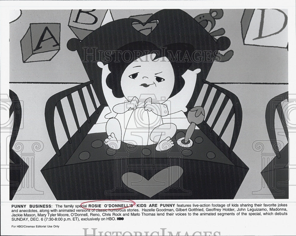Press Photo Rosie O&#39;Donnell&#39;s &quot;Kids Are Punny&quot; Cartoon Series - Historic Images