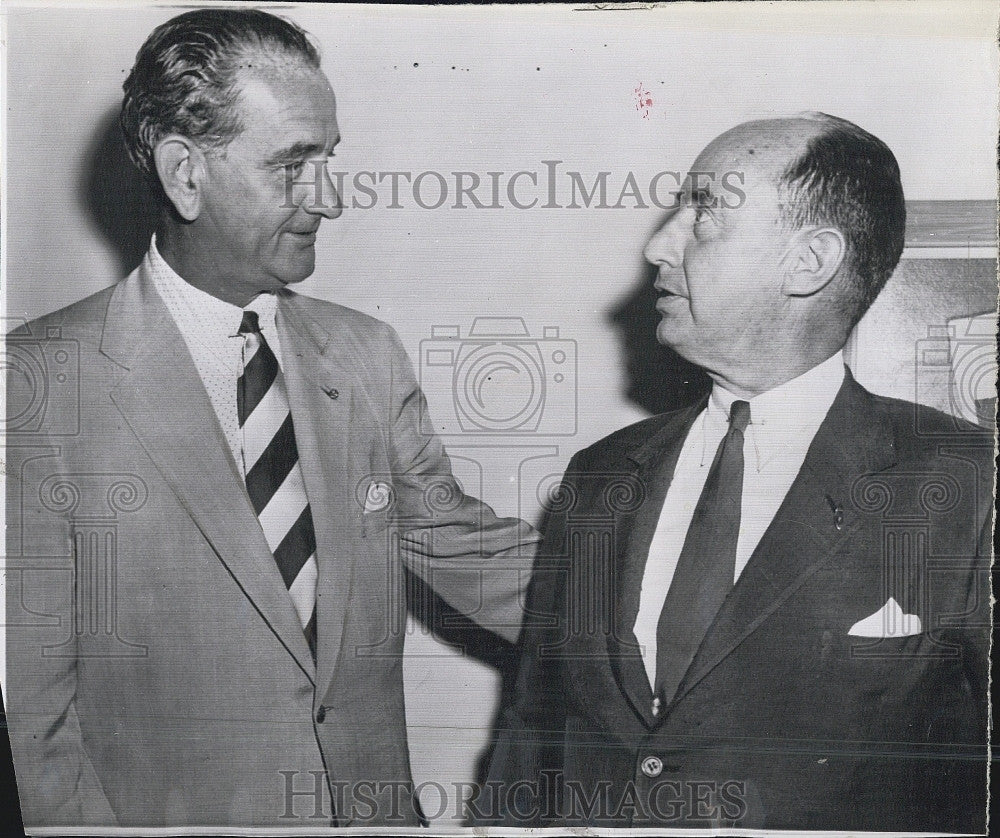 1956 Press Photo Lyndon B. Johnson, Adlai Stevenson - Historic Images