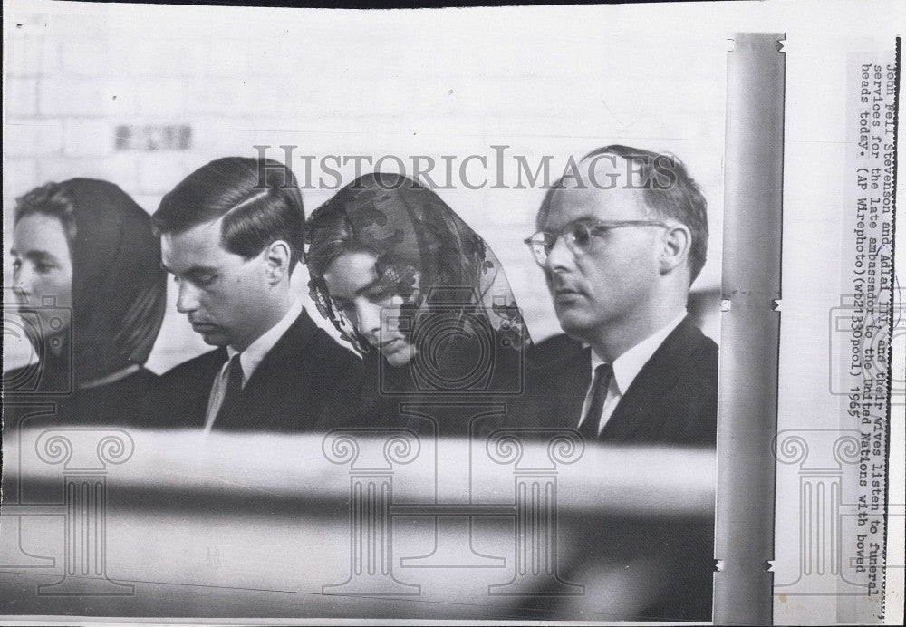 1965 Press Photo John F Stevenson and Adlai III and their wifes at funeral - Historic Images