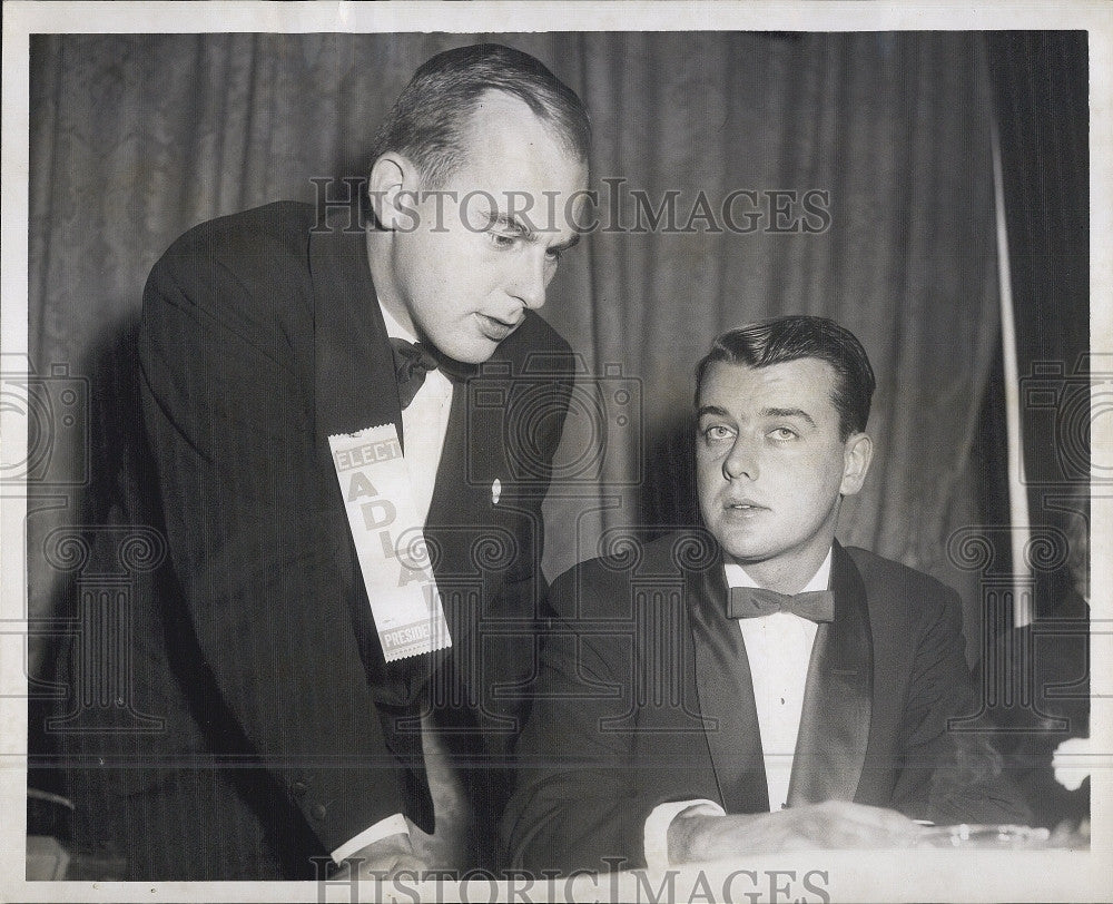 1956 Press Photo Illinois Politician Adlai Stevenson, Jr. Mayor John Hynes - Historic Images