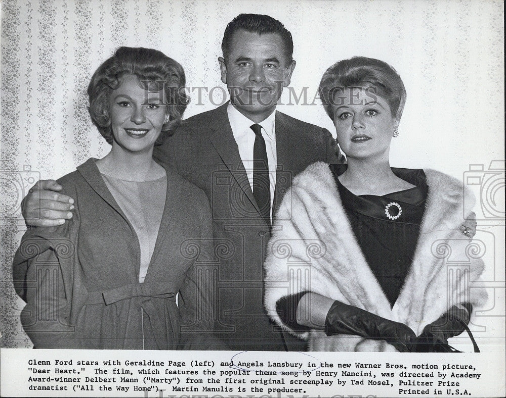 1965 Press Photo Angela Lansbury .Geraldine Page &amp; Glenn Ford &quot;Dear Heart&quot; - Historic Images