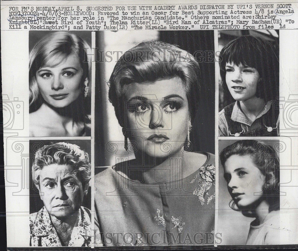 1963 Press Photo Angela Lansbury,S Knight,T Ritter,M Badham,Patty Duke - Historic Images