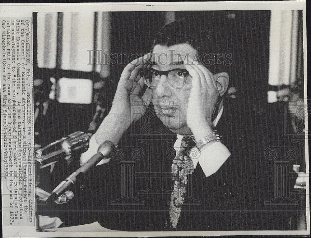 1972 Press Photo Chairman of the Council of Economic Advisers Herbert Stein - Historic Images