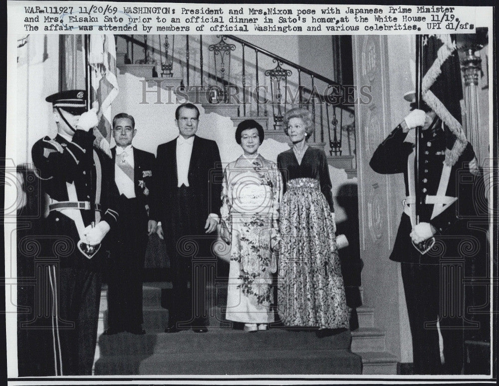 1969 Press Photo President Richard Nixon First Lady Japan Eisaki Sate - Historic Images