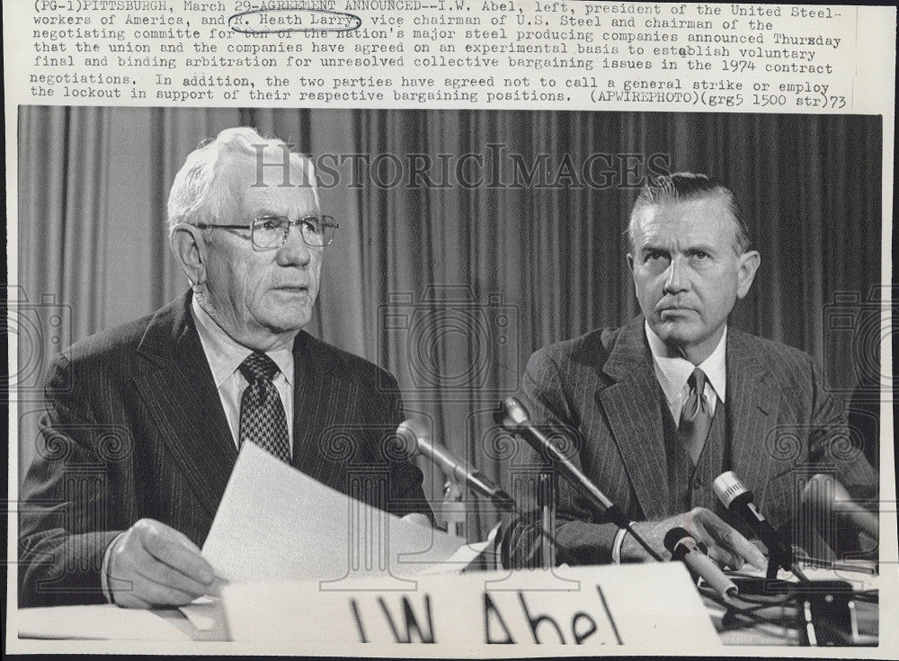 1973 Press Photo Heath Larry US Steel Chairman Businessman - Historic Images