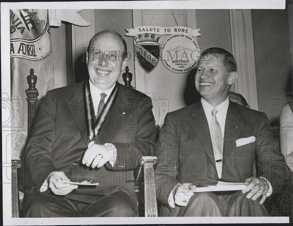 1955 Press Photo Mayor Salvatore Rebecchine Rome John Volpe Mayor - Historic Images