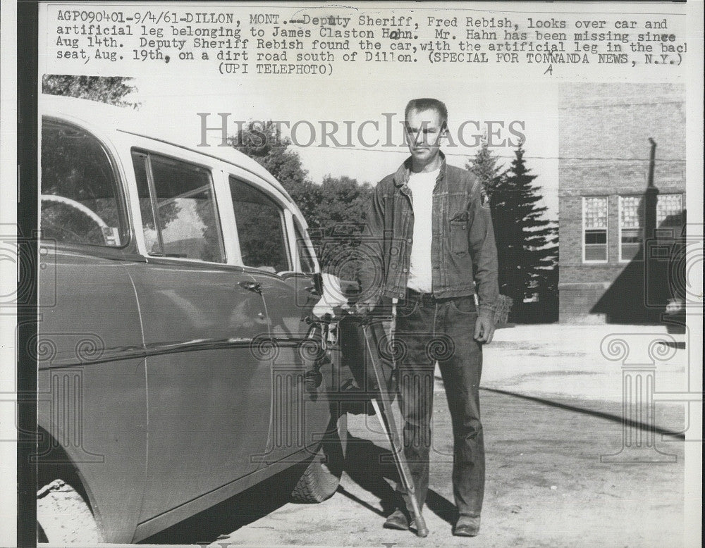 1961 Press Photo Deputy Sheriff Fred Rebish James Claston Missing Person - Historic Images