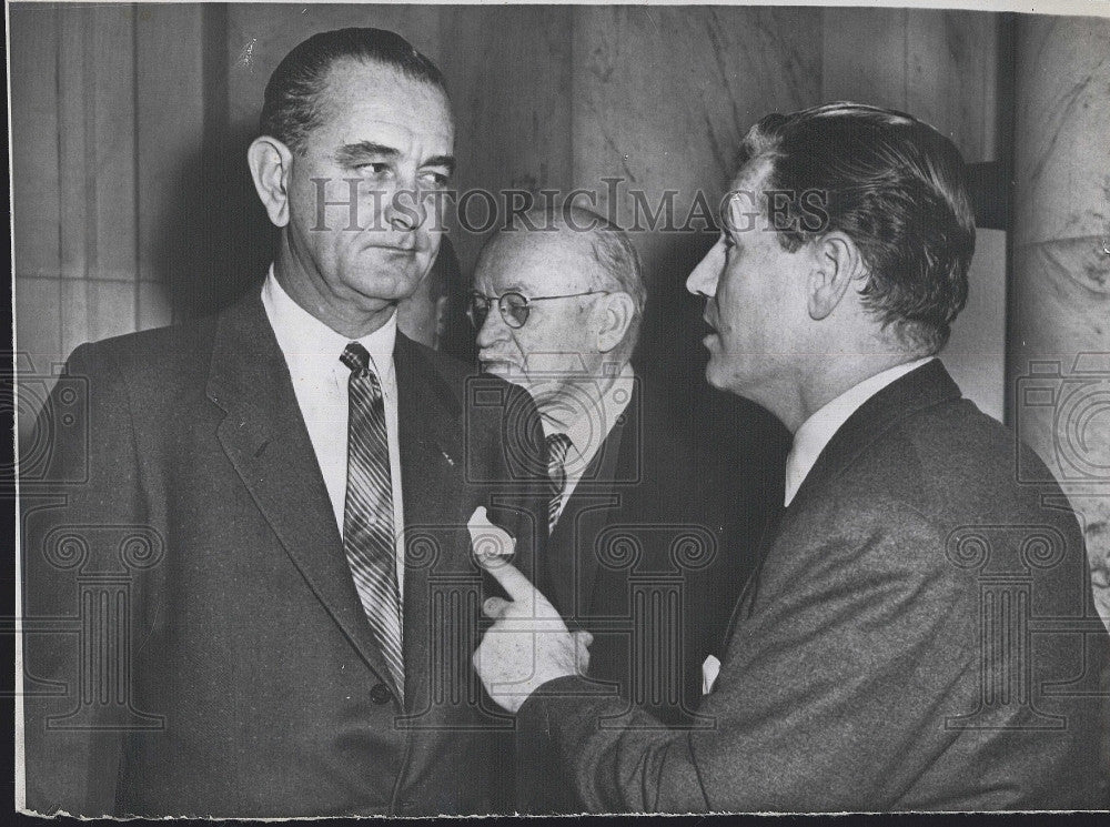 1958 Press Photo Nelson Rockerfeller,Sen Lyndon Johnson 7 Sen R Flanders - Historic Images