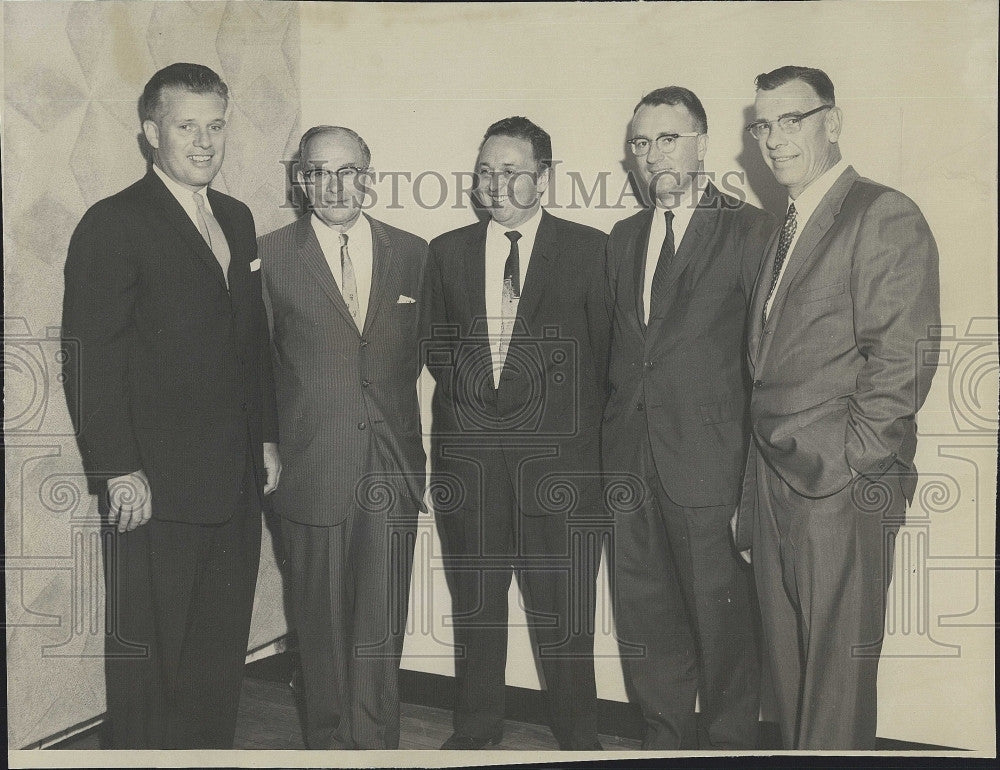 1961 Press Photo George Mullen Michael Weller American Floor Industry Roxbury - Historic Images