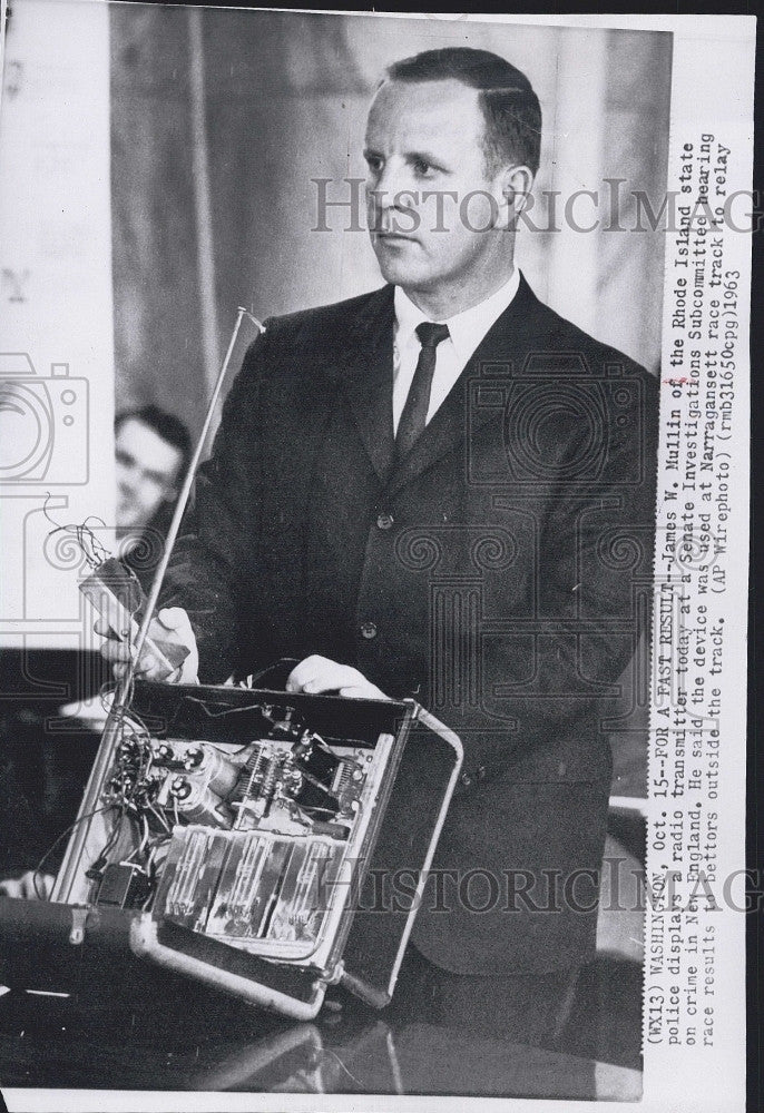 1963 Press Photo James W Mullin Rhode Island State Police Department - Historic Images