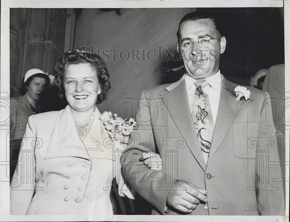 1951 Press Photo Couple John Mullen, Ethel Bishop on Wedding Day - Historic Images