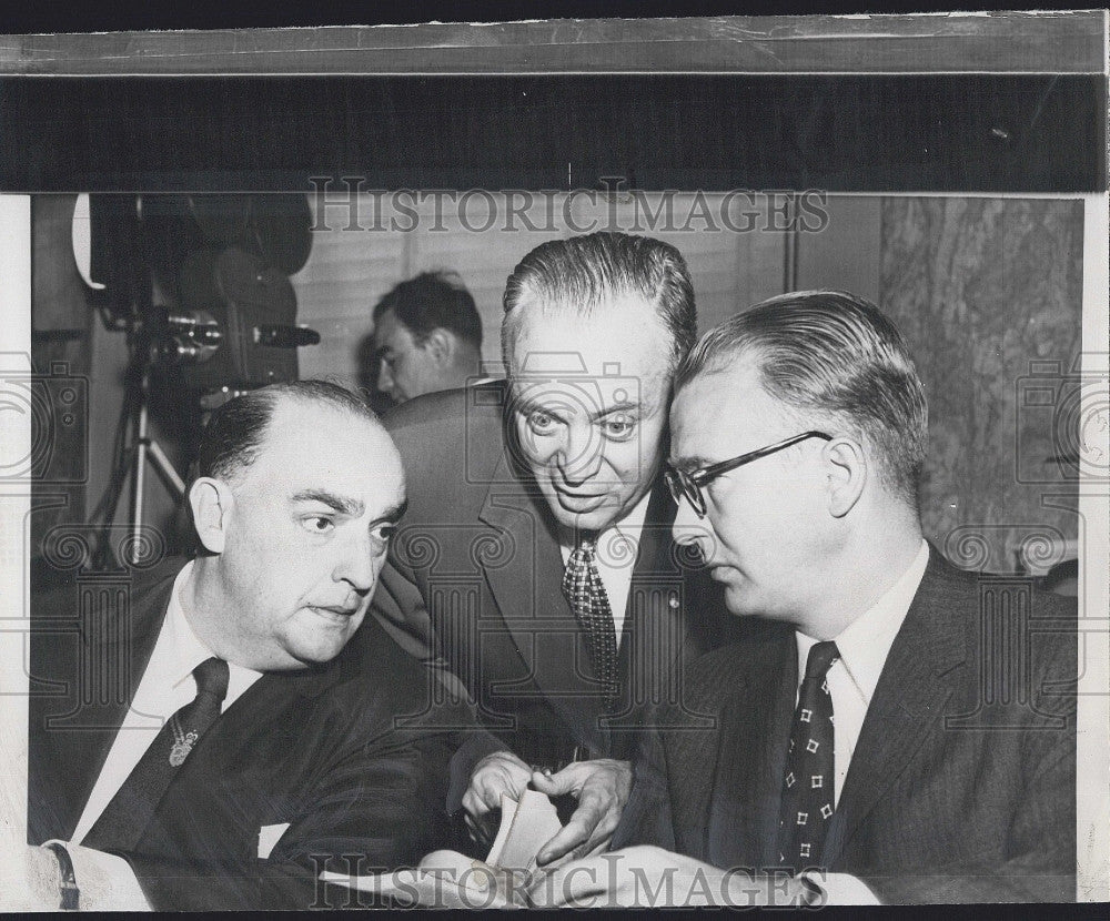 1956 Press Photo Atty G Fingold,Sen S Bridges &amp; Atty Gen L Wyman - Historic Images