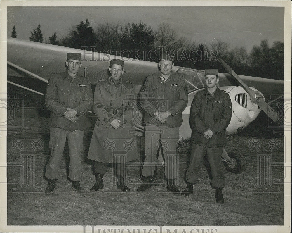 1956 Press Photo H Worrell,D Lapham,D Wood &amp; K Shantz &amp; plane - Historic Images