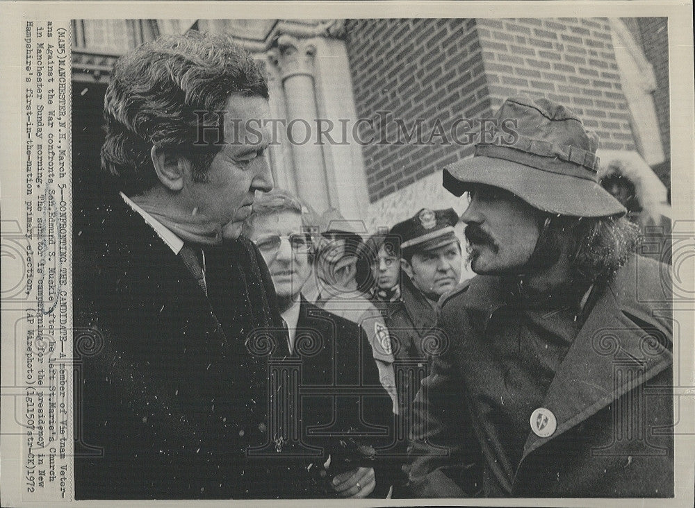 1972 Press Photo Sen. Edmund Muskie after leaving St. Marie&#39;s Church - Historic Images