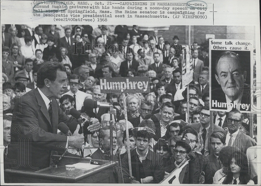 1968 Press Photo Maine Senator Edmund Muskie, Dem VP candidate - Historic Images