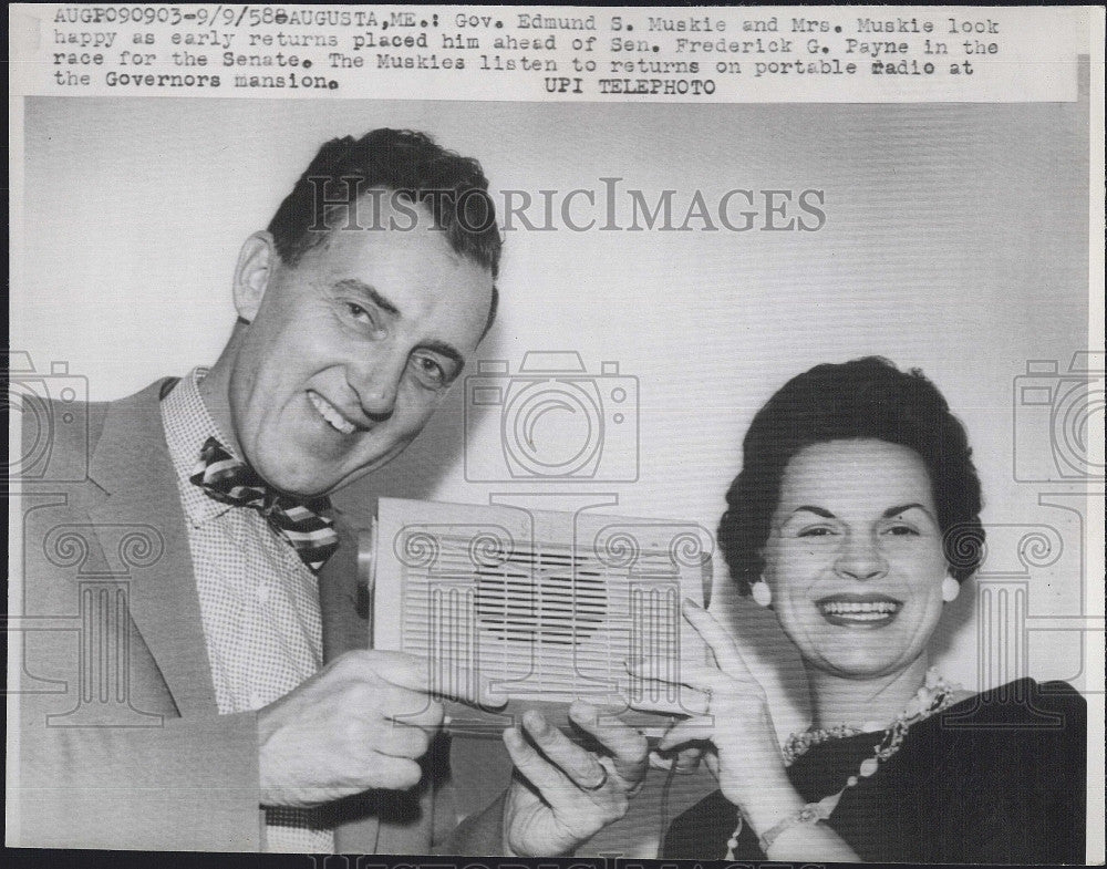 1958 Press Photo Gov. Edmund S. Muskie and his wife - Historic Images