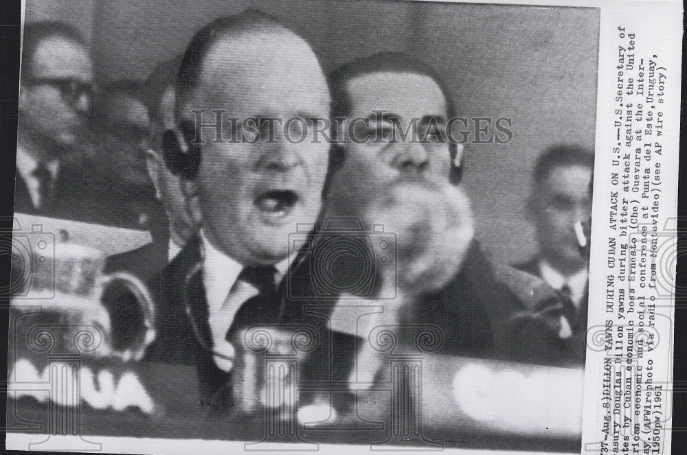 1961 Press Photo US Secretary of The Treasury Douglas Dillon Yawns During Speech - Historic Images