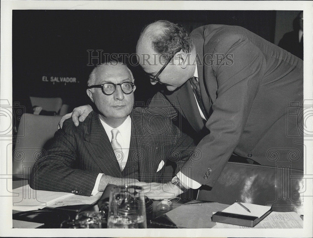 1957 Press Photo Ambassador Selim Sarper and Rep James Wadsworth UN Committee - Historic Images