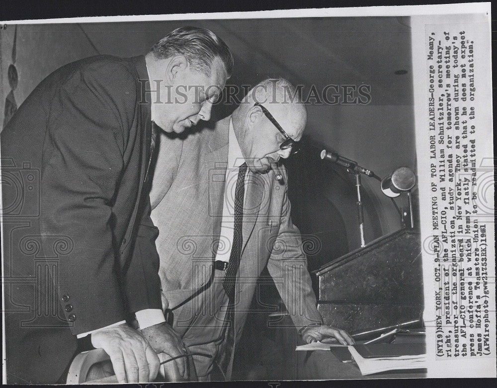 1961 Press Photo George Meany &amp; William Schnitzler Of AFL-CIO - Historic Images