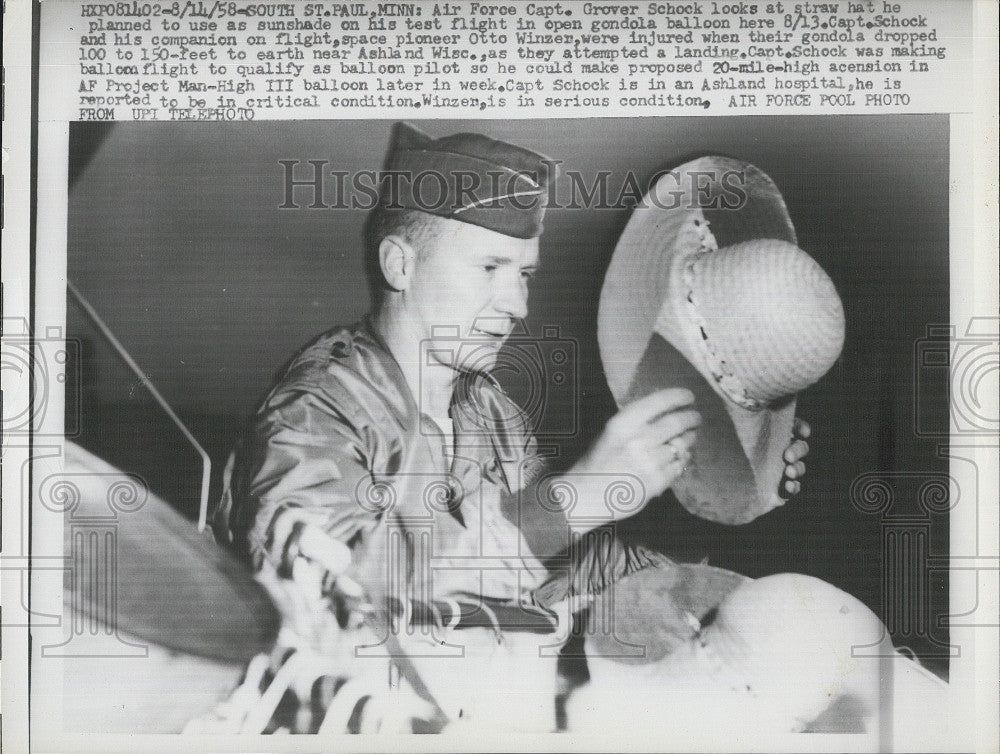 1958 Press Photo Air Force Acpt Grover Schock for a test flight - Historic Images