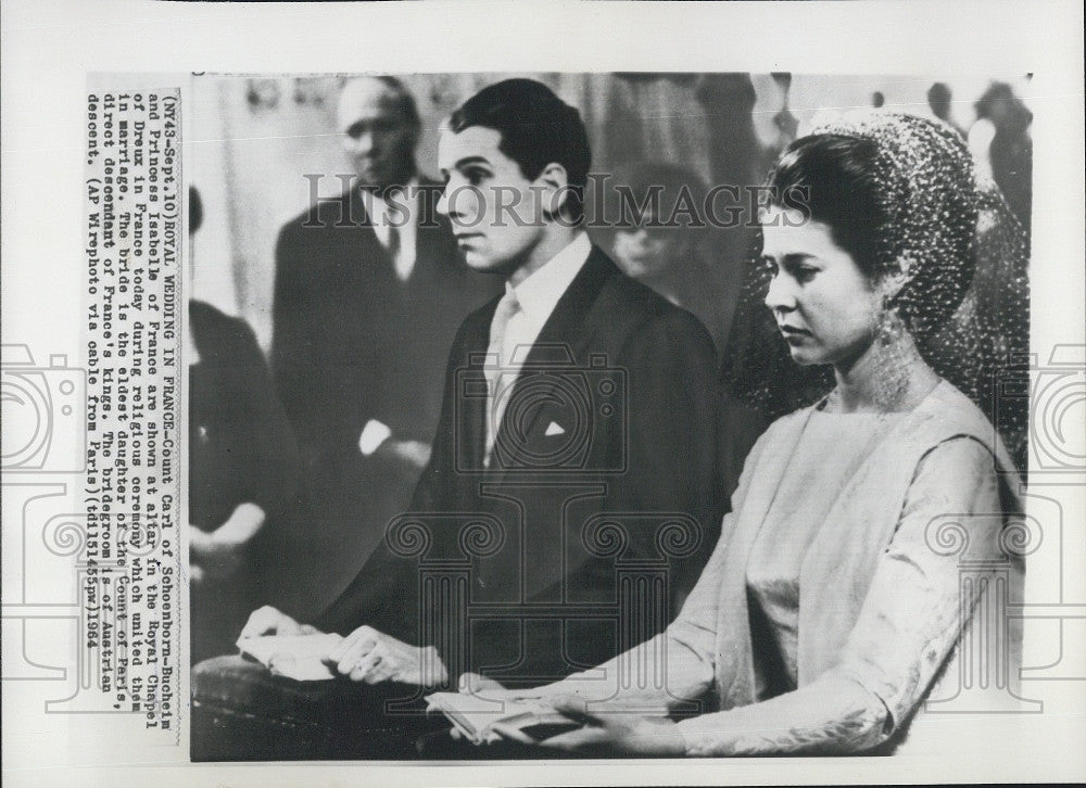 1964 Press Photo Count Carl of Schoenborn-Bucheim and Princess Isabell of France - Historic Images