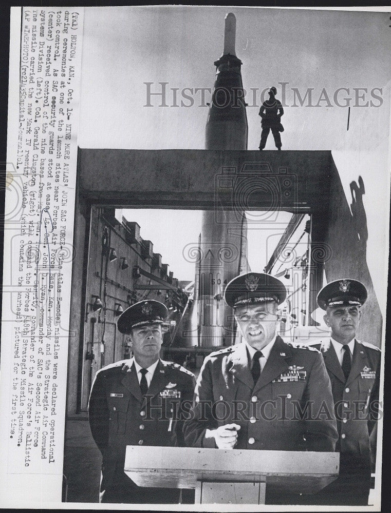 1961 Press Photo Lt Gen John D Ryan SAC Second Air Force - Historic Images