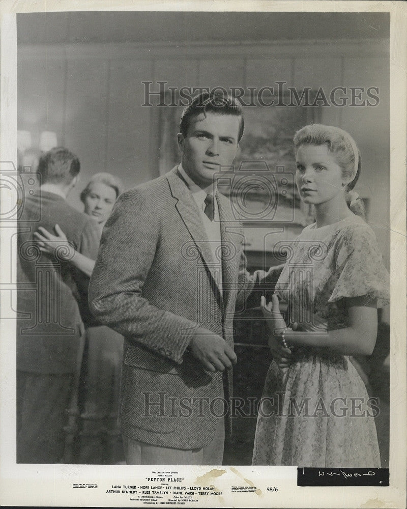 1958 Press Photo Barry Coe, Diane Varsi &quot;Peyton Place&quot; - Historic Images