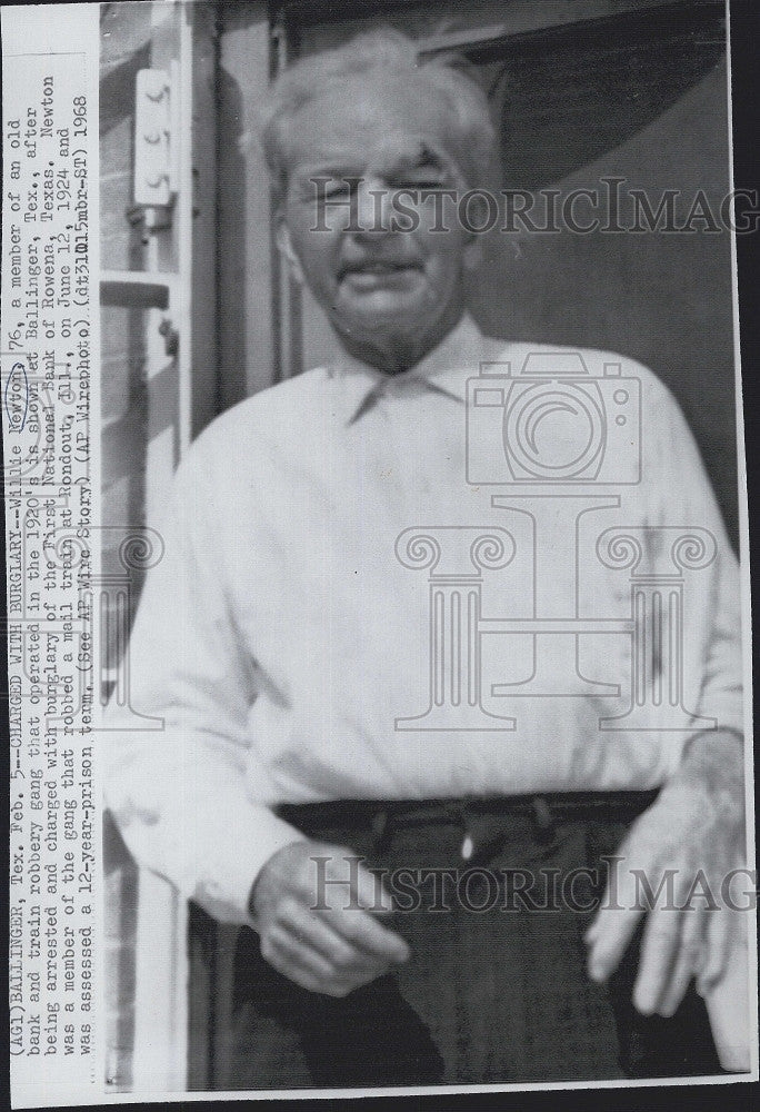 1968 Press Photo Willie Newton,bank &amp; train robber - Historic Images