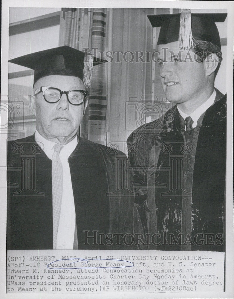 1963 Press Photo CIO Pres george Meany &amp; Sen Edward Kennedy - Historic Images