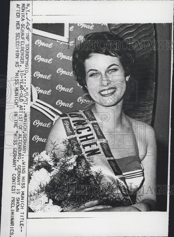 1957 Press Photo Monika Schaufelberger Wins Miss Munich - Historic Images