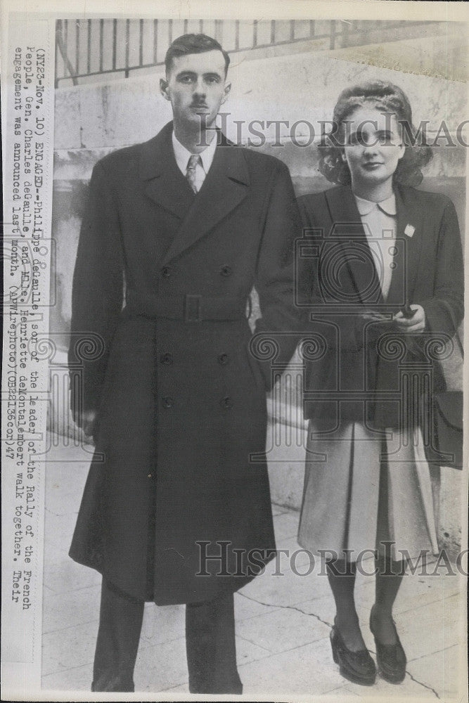 1947 Press Photo Philippe De Gaule &amp; Mlle Henriette de Montalambert - Historic Images