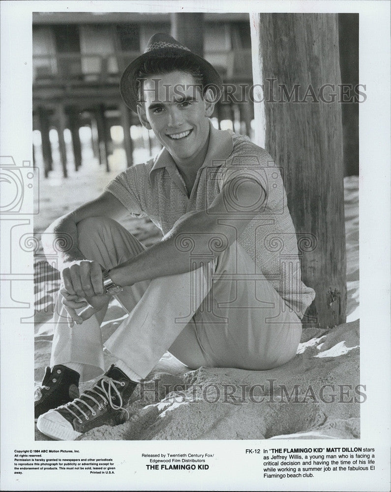 1984 Press Photo Actor Matt Dillon in &quot;The Flamingo Kid&quot; 20th Century-Fox Film - Historic Images