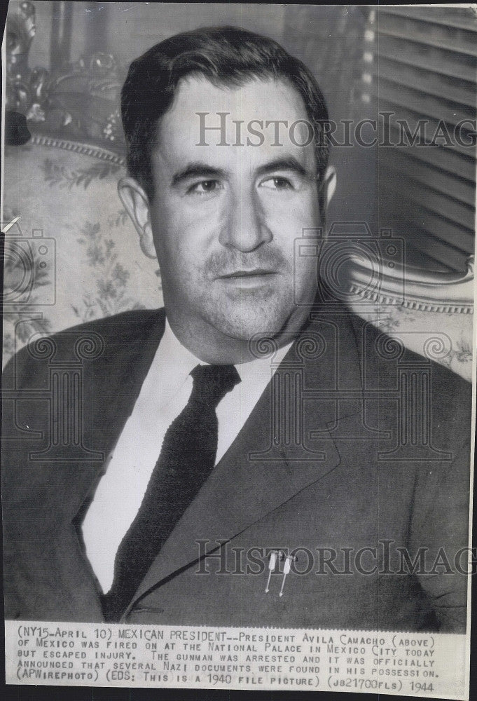 1944 Press Photo Mexican President Avila Camacho Portrait - Historic Images