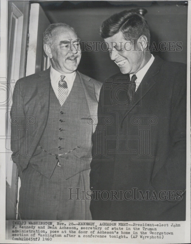 1960 Press Photo Pres elect John Kennedy &amp; Dean Acheson - Historic Images