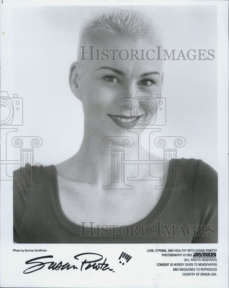 1993 Press Photo fitness guru Susan Powter, star of &quot;Lean, Strong and Healthy&quot; - Historic Images
