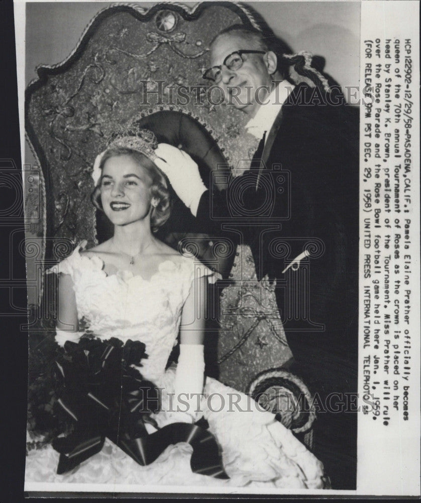 1958 Press Photo Queen of Tournament of Roses Pamela Elaine Prather - Historic Images