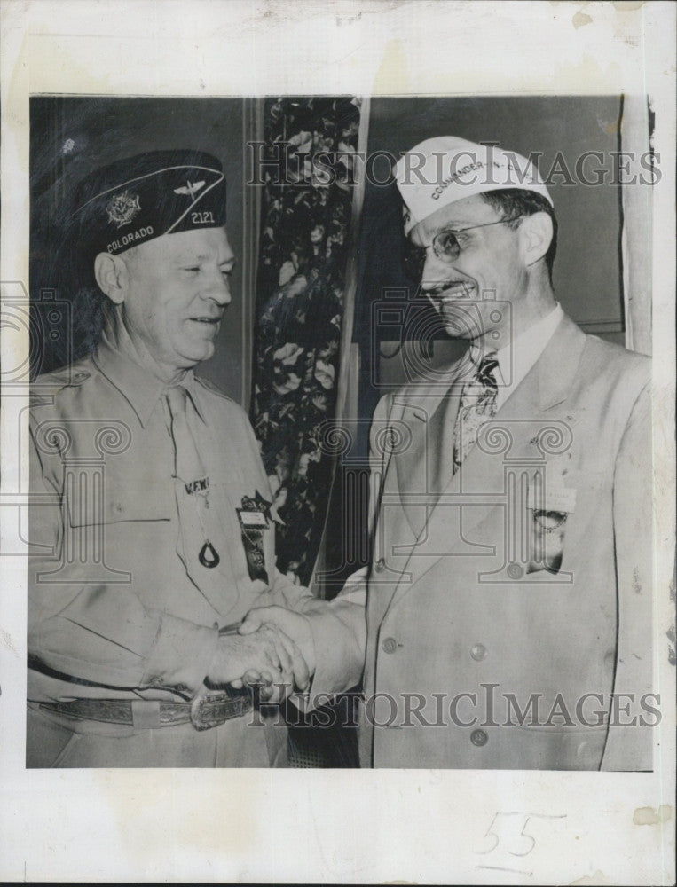 1947 Press Photo Ray H Brannaman of Denver &amp; Louis E Starr of Portland, VFW - Historic Images