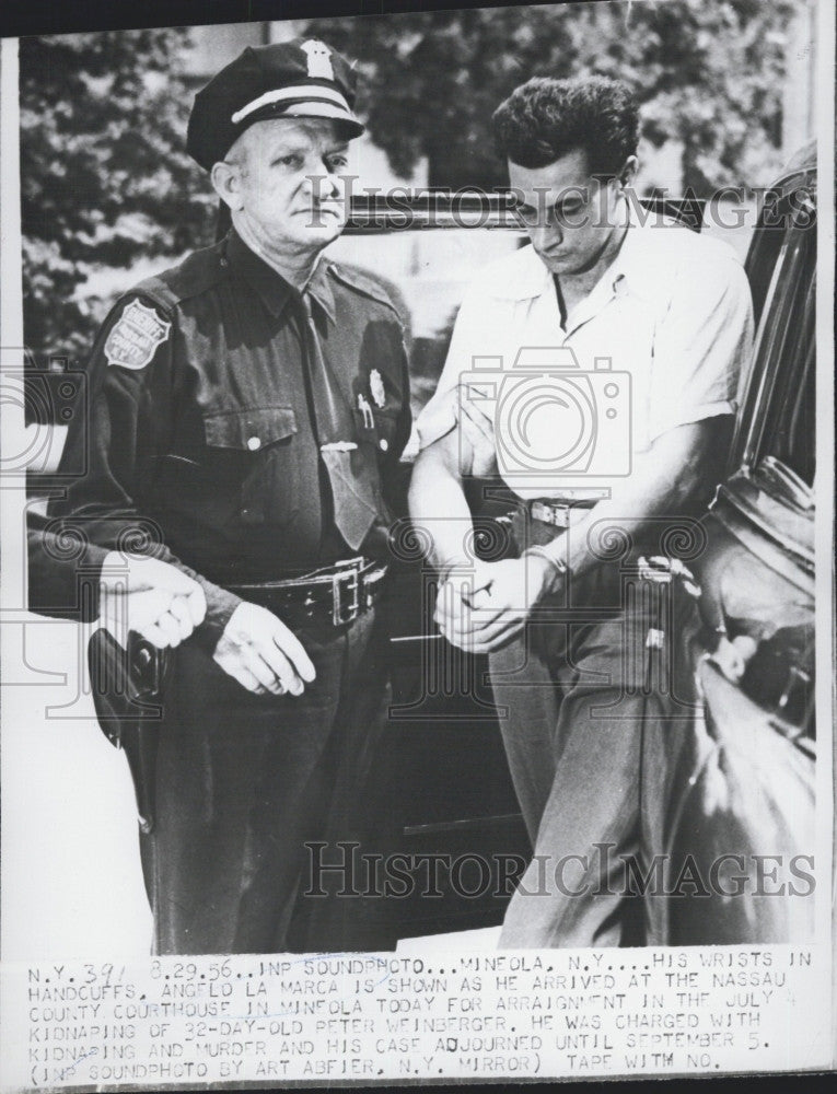 1956 Press Photo Angelo La Marca in custody for kidnapping - Historic Images