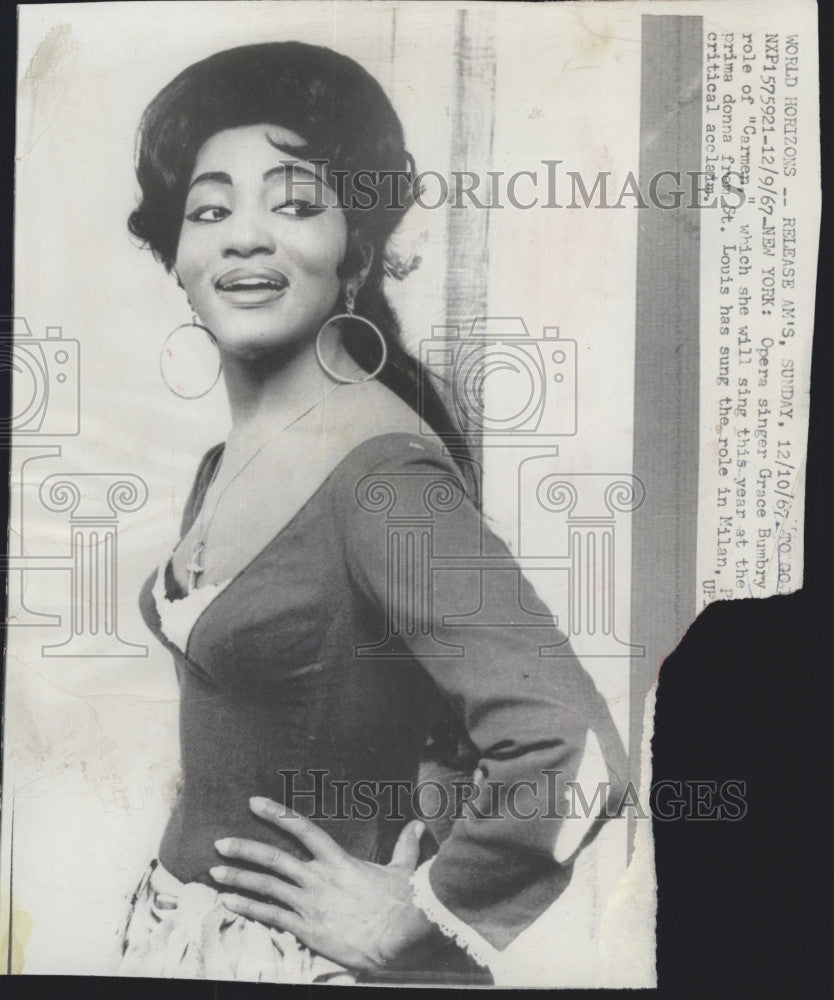 1967 Press Photo Opera singer, Grace Bumbry for role of &quot;Carmen&quot; - Historic Images