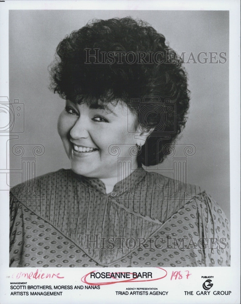 1987 Press Photo Comedienne Roseanne Barr - Historic Images