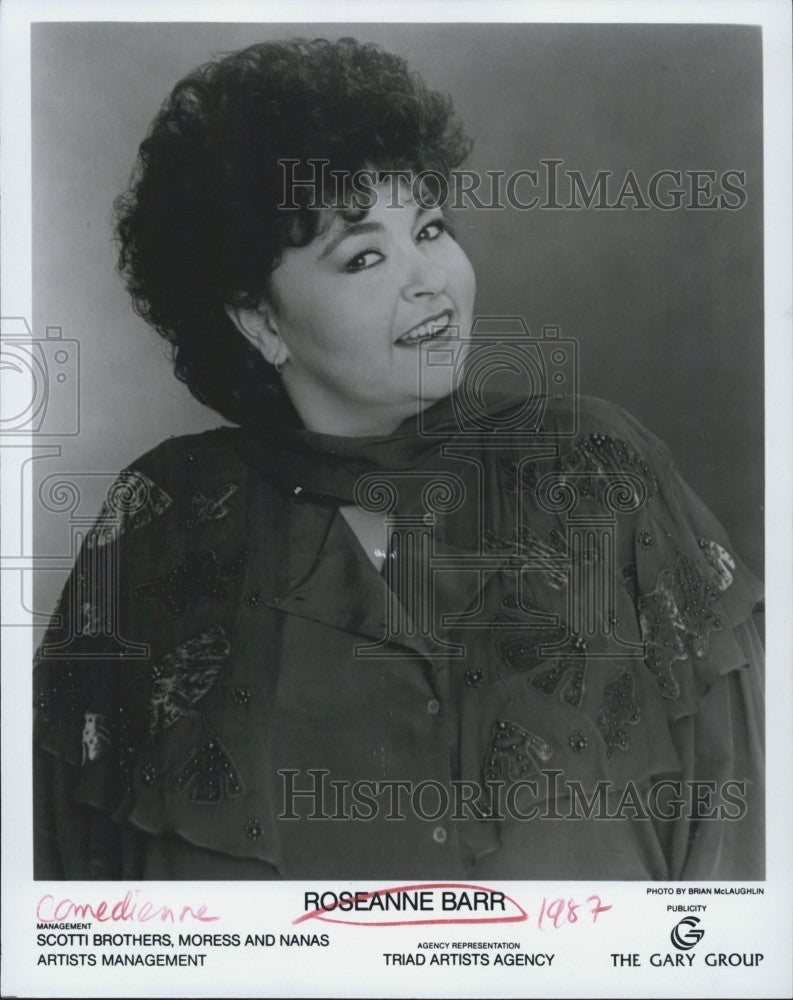 1987 Press Photo Comedienne Roseanne Barr - Historic Images