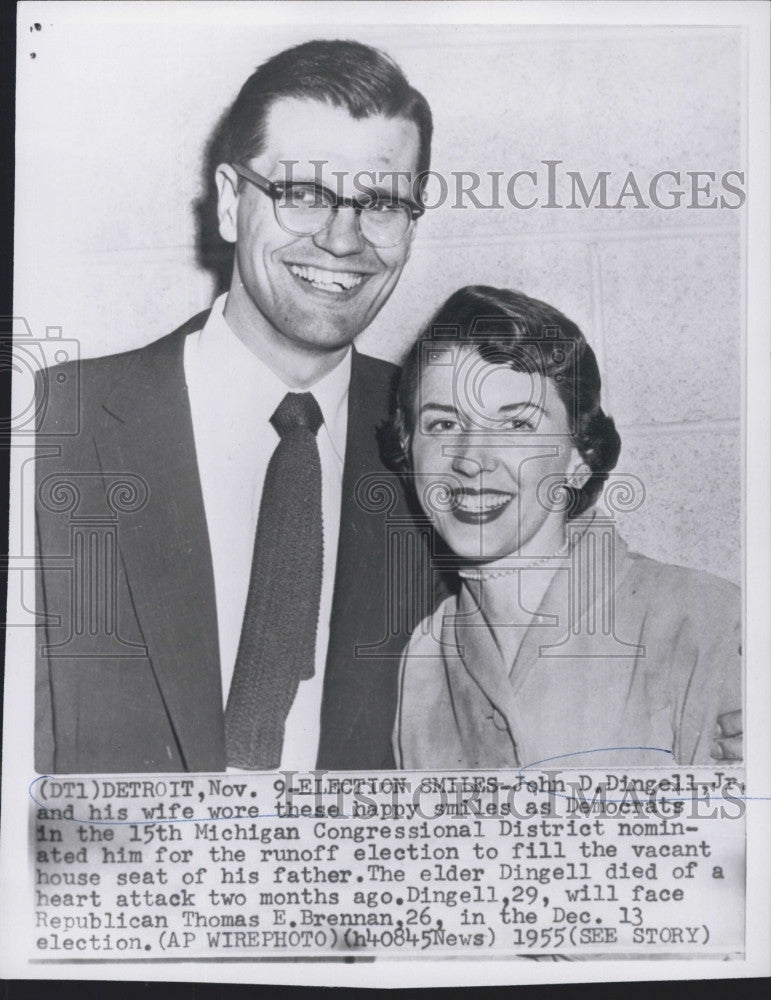 1955 Press Photo John D. Dingle Jr. and Wife seeking his Father&#39;s Seat in - Historic Images