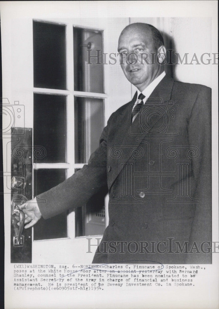 1954 Press Photo Nominee Charles C. Finucane to be Assistant Sec of Army - Historic Images