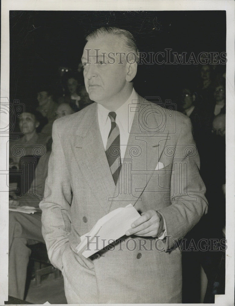 1948 Press Photo Dr. Jacob Fine at birth control hearing - Historic Images