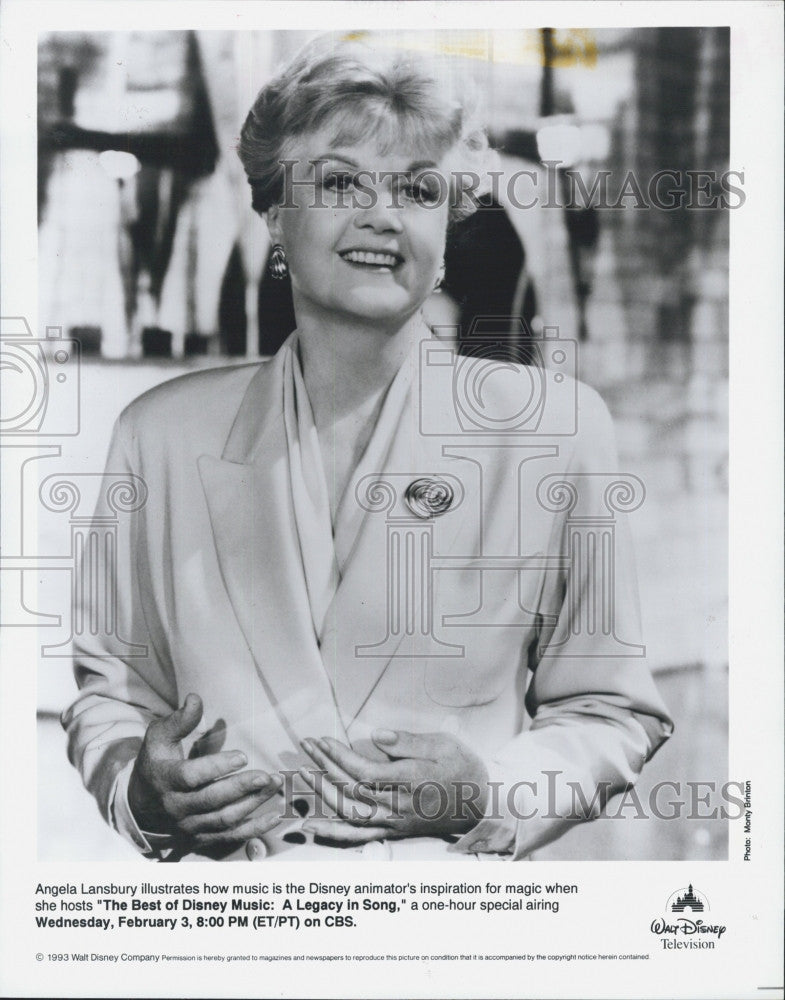 1993 Press Photo Actress Angela Lansbury Hosts &quot;Best of Disney Music&quot; Special - Historic Images