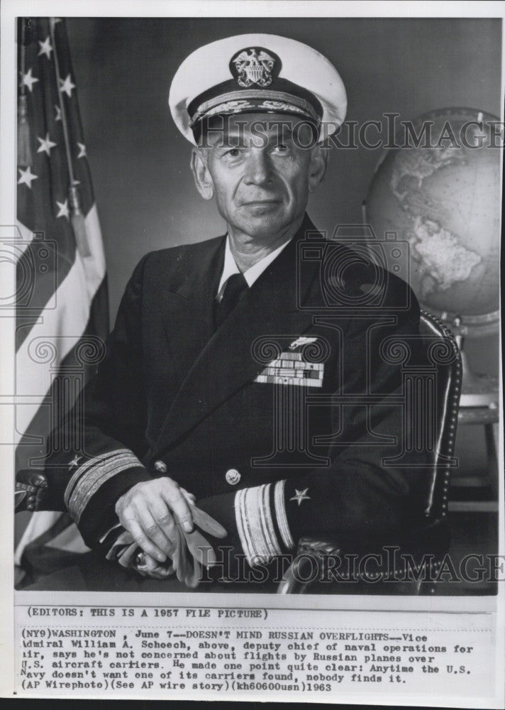 1963 Press Photo Vice Admiral William Schoech Deputy Chief of Naval Operations - Historic Images