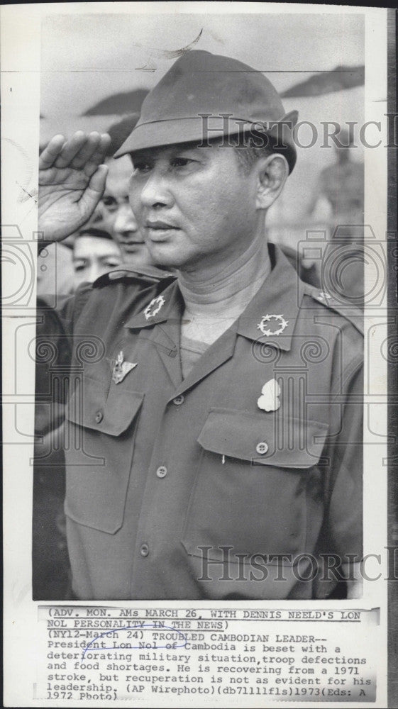 1972 Press Photo Cambodian leader, President  Lon Noi - Historic Images