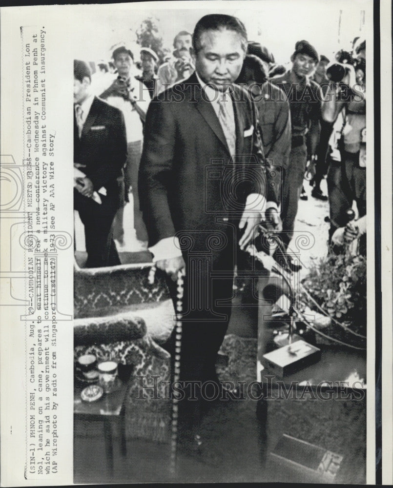 1973 Press Photo Cambodian President Lon Nol in Phnom Penh - Historic Images